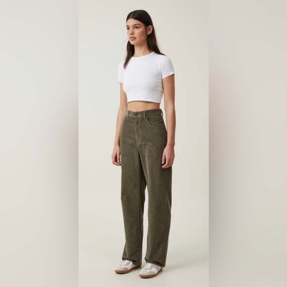 Cotton:on woodland olive green Cord Straight corduroy Jeans size 18 new‎ - Picture 1 of 8